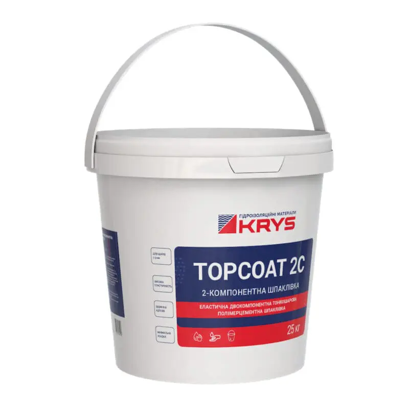 Ведро с двухкомпонентной полимерной шпаклевочной смесью KRYS Topcoat 2C